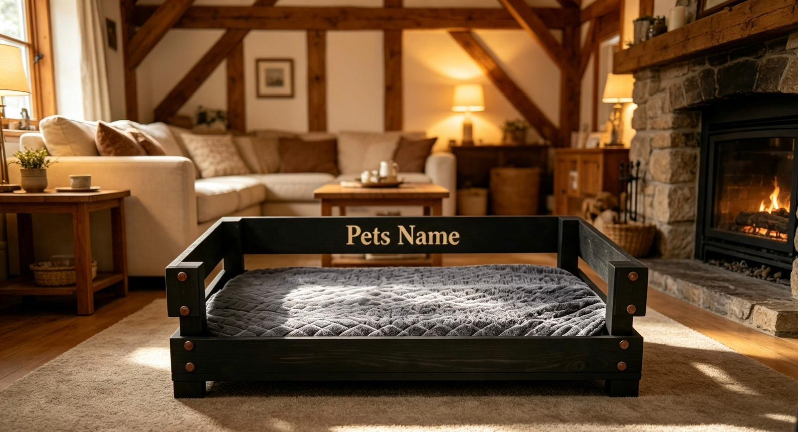 Personalised wooden pet bed