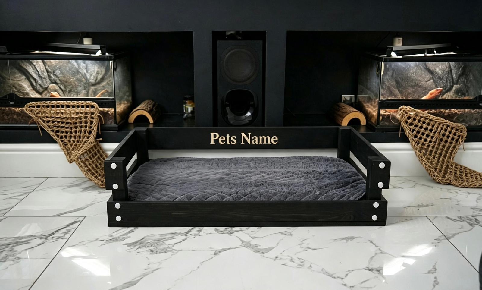 Personalised wooden dog bed